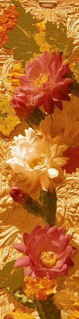 Free cactus bookmark featuring orange and red flowers with cactus